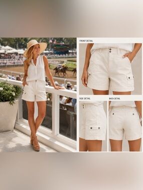 Rafaella Cream Cargo Shorts- Size 10